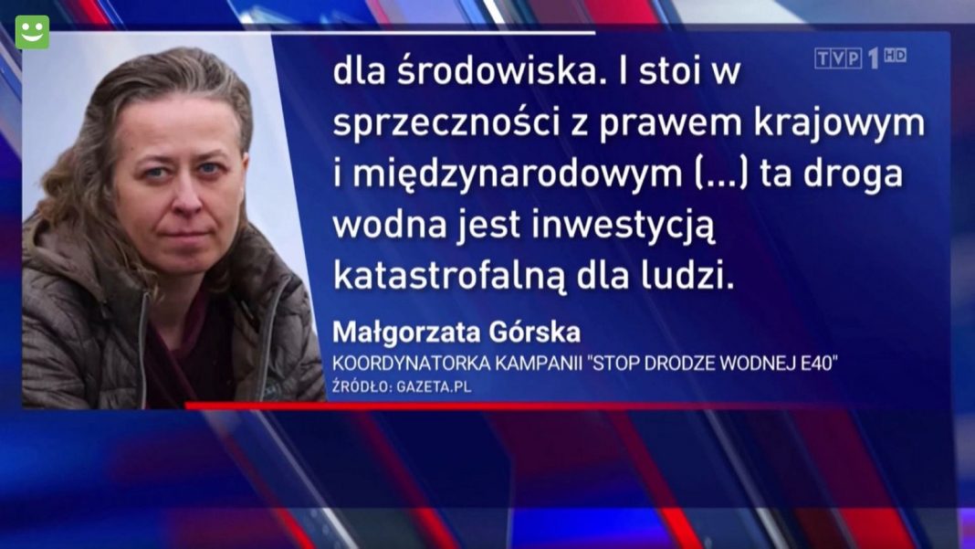  «Новости» ТВП подготовили материал о водном пути Е40.  Речь шла о "яростной атаке" экологов, Туска и немцев
