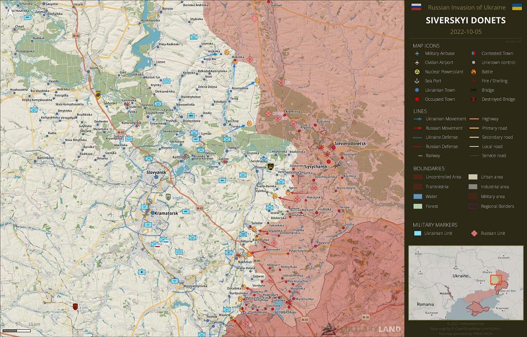 Ситуація на сході Донбасу.  На півдні росіяни незмінно безуспішно намагаються атакувати, а за кілька десятків кілометрів на північ їм нікому латати лінію фронту.